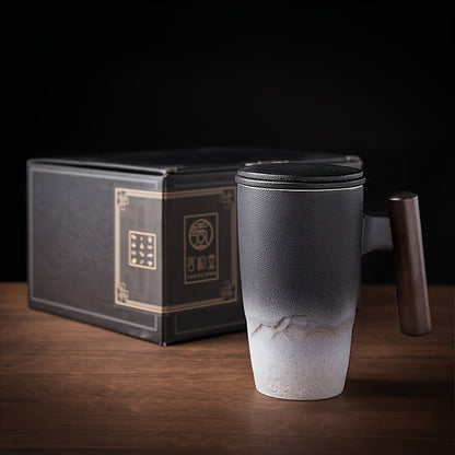 Classic Ceramic Tea Cup with Strainer and Handle