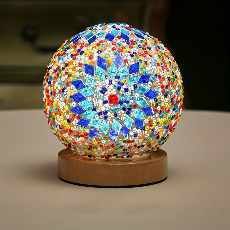 Beautiful Glass Table Lamp with Wooden Base