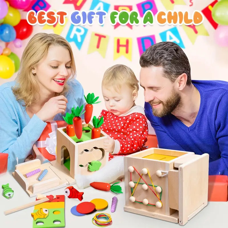 Classic 8-in-1 Wooden Learning Toy Box for Kids
