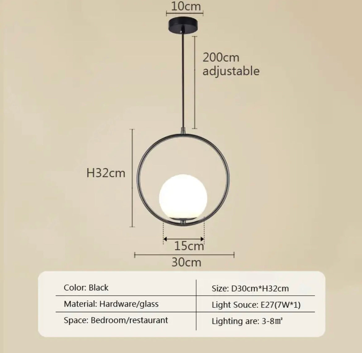 Soft Glow Pendant Lamp with White Glass Shade
