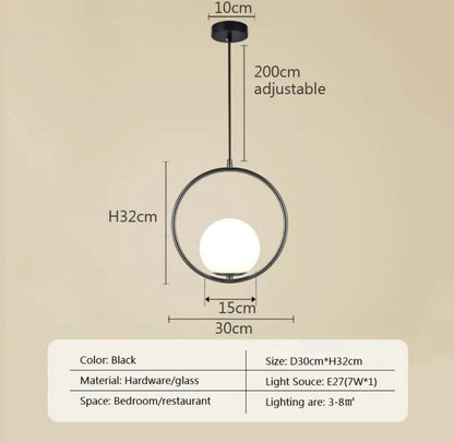 Soft Glow Pendant Lamp with White Glass Shade