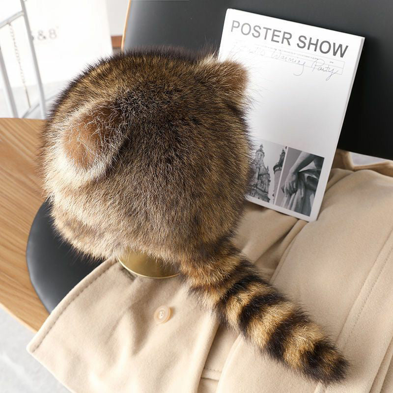 Soft Faux Fur Raccoon Plush Family Hat