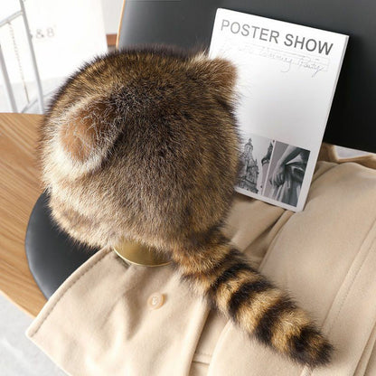 Soft Faux Fur Raccoon Plush Family Hat