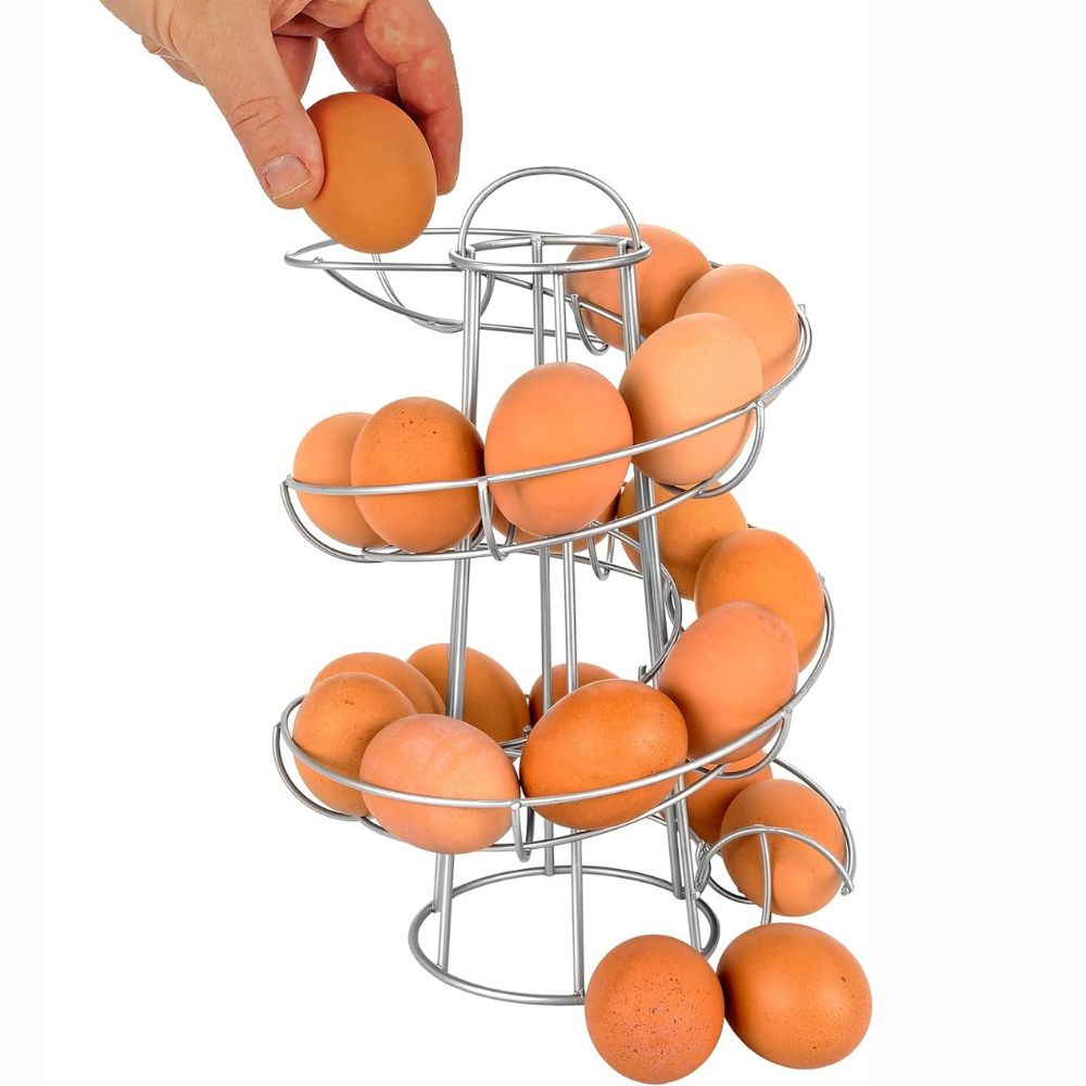 Space Saving Spiral Egg Tray Storage Holder - Luxicro