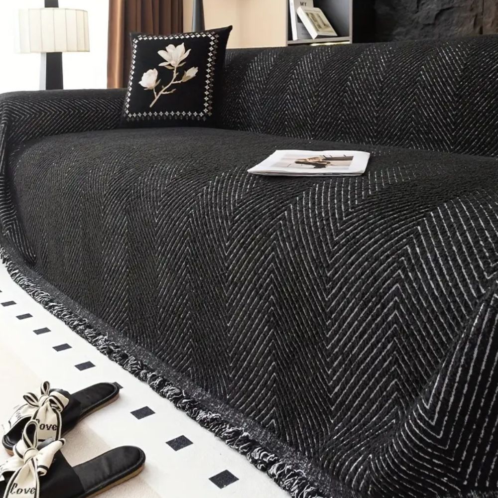 Patterned Gray Fabric Sofa Slipcover