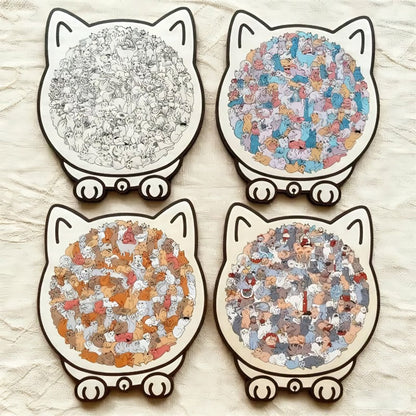 Difficult Wooden Cat Jigsaw Puzzle 135 Pieces