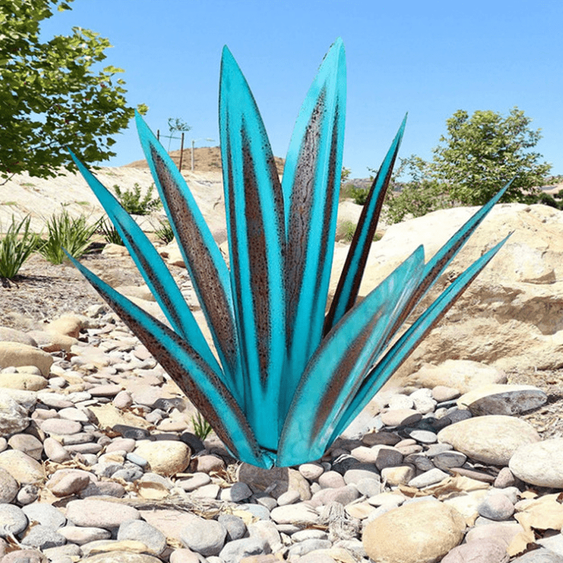 Copper Outdoor Garden Lamp | Blue Metal Yard Decor