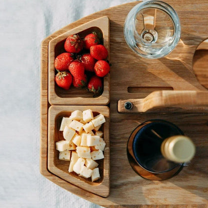 Portable Folding Picnic Table with Wine Rack