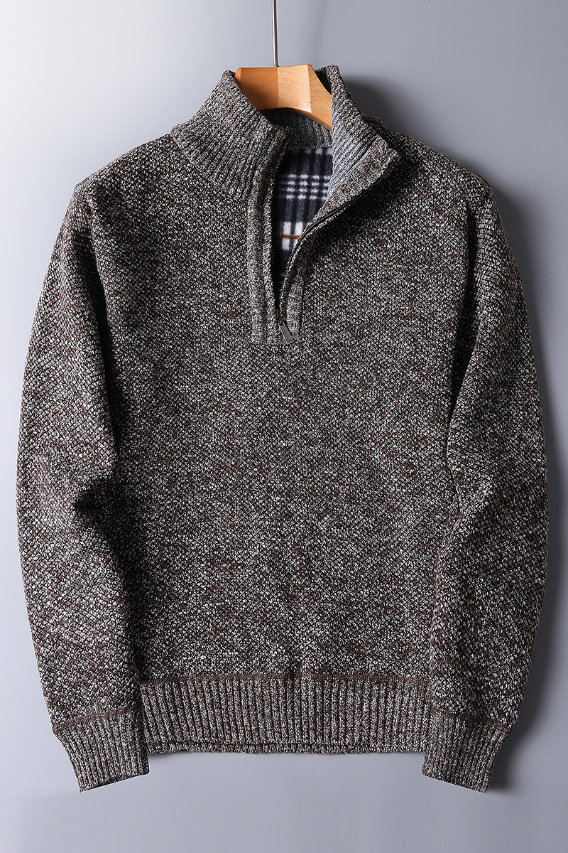 Cozy Mens Sweater - Half Zip, Wool Mix, Everyday Wear