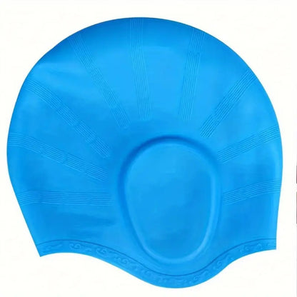 Soft Silicone Swim Cap with Ear Plugs - Waterproof & Cozy