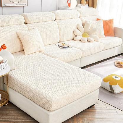 Soft Tan Plush Sectional Pet Sofa Cover
