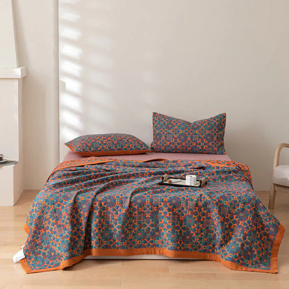 Cozy Lightweight Blue Patchwork Cotton Blanket