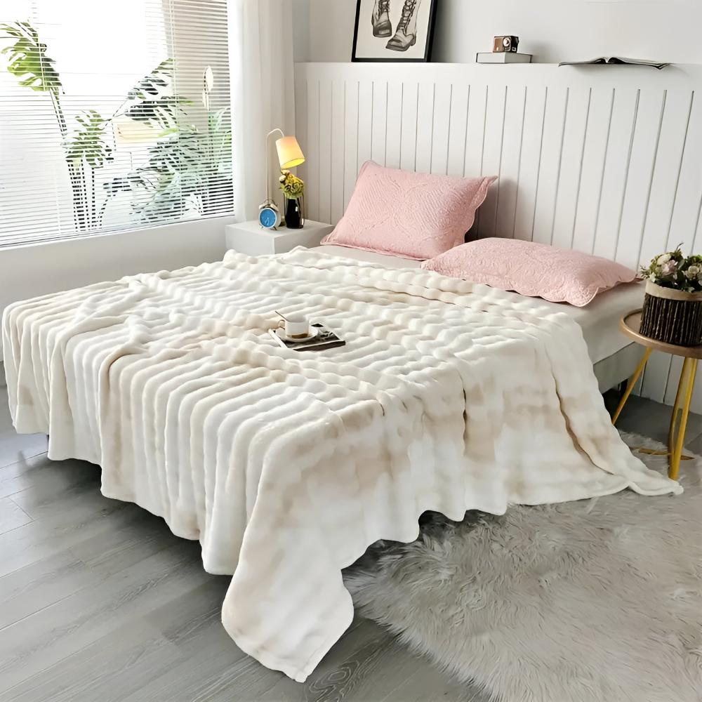 Colorful Swirl Faux Fur Throw Blanket