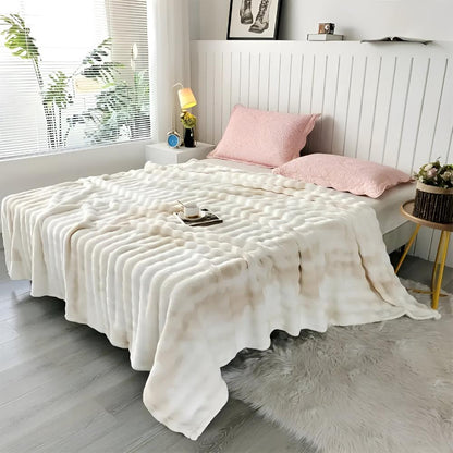 Colorful Swirl Faux Fur Throw Blanket