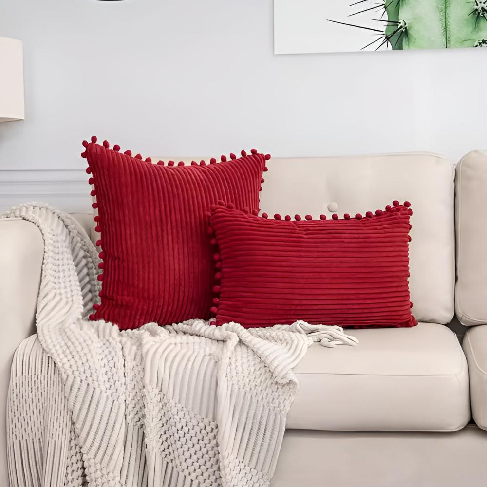 Soft Textured Ball Tassel Pillow Cover