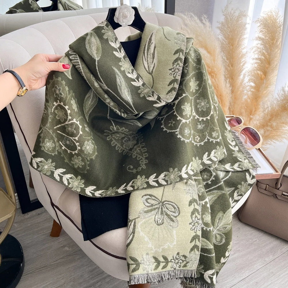 Plush Reversible Flower Winter Scarf Wrap