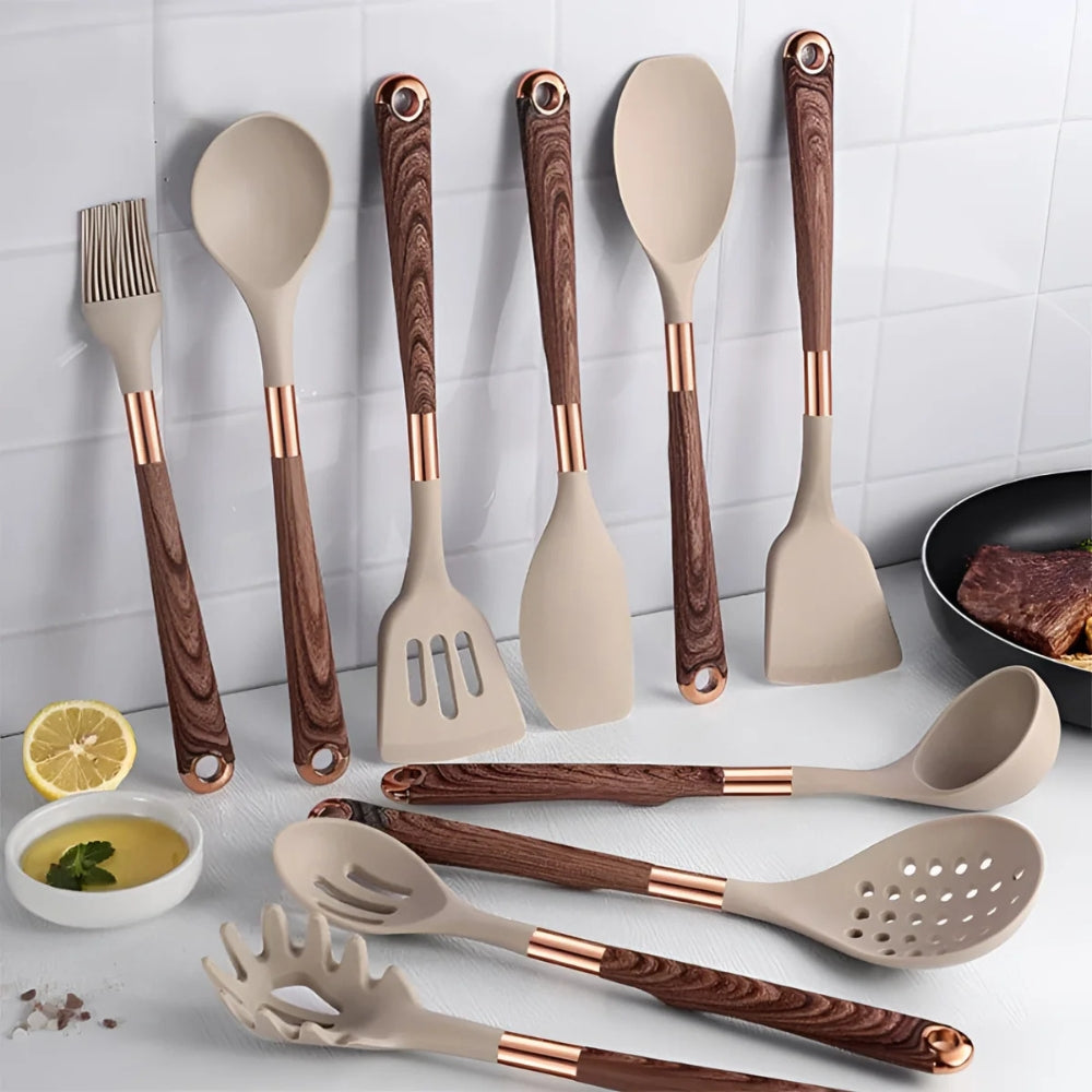 Premium Kitchen Utensil Set 10 Pieces Silicone - Luxicro