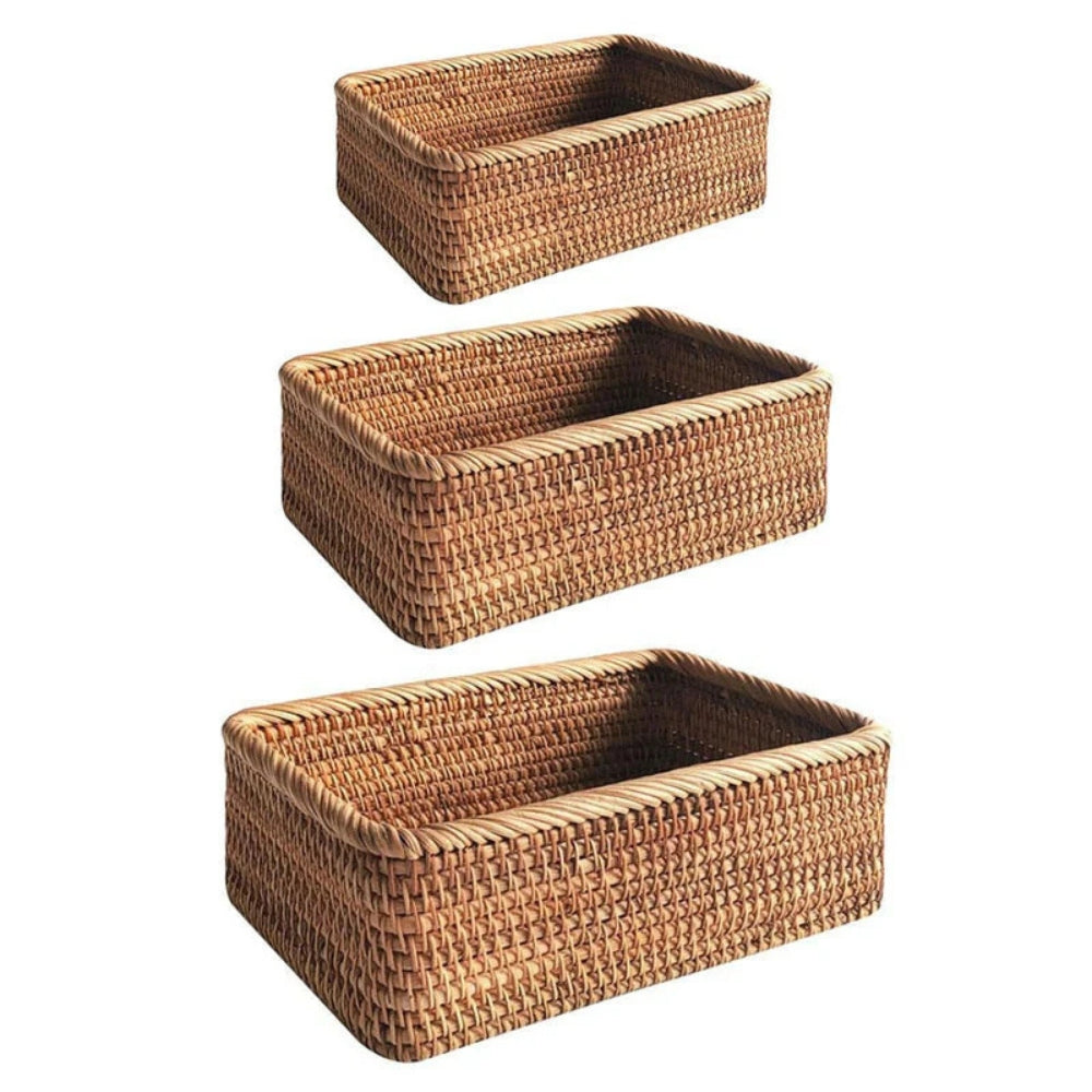 Natural Woven Rectangular Storage Basket