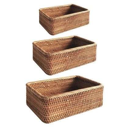 Natural Woven Rectangular Storage Basket