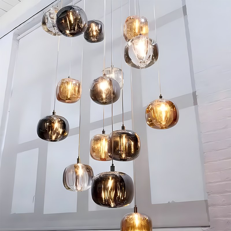 Vibrant Glass Drop Chandelier Lighting