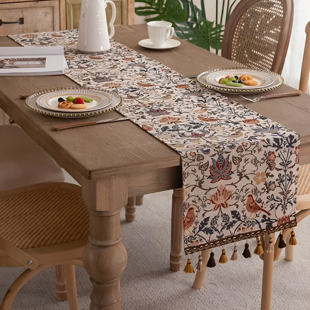 Traditional Vintage Flower Table Runner