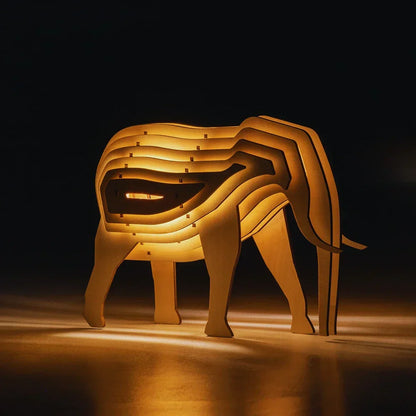 Rustic Wood Animal Desk Light