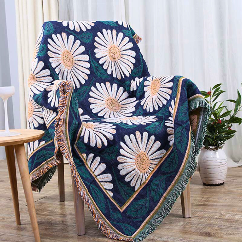 Colorful Fringe Cotton Throw Blanket