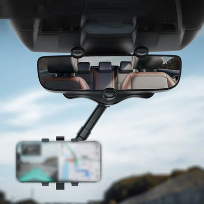 Universal Car Phone Mount Adjustable Rear View Mirror Holder