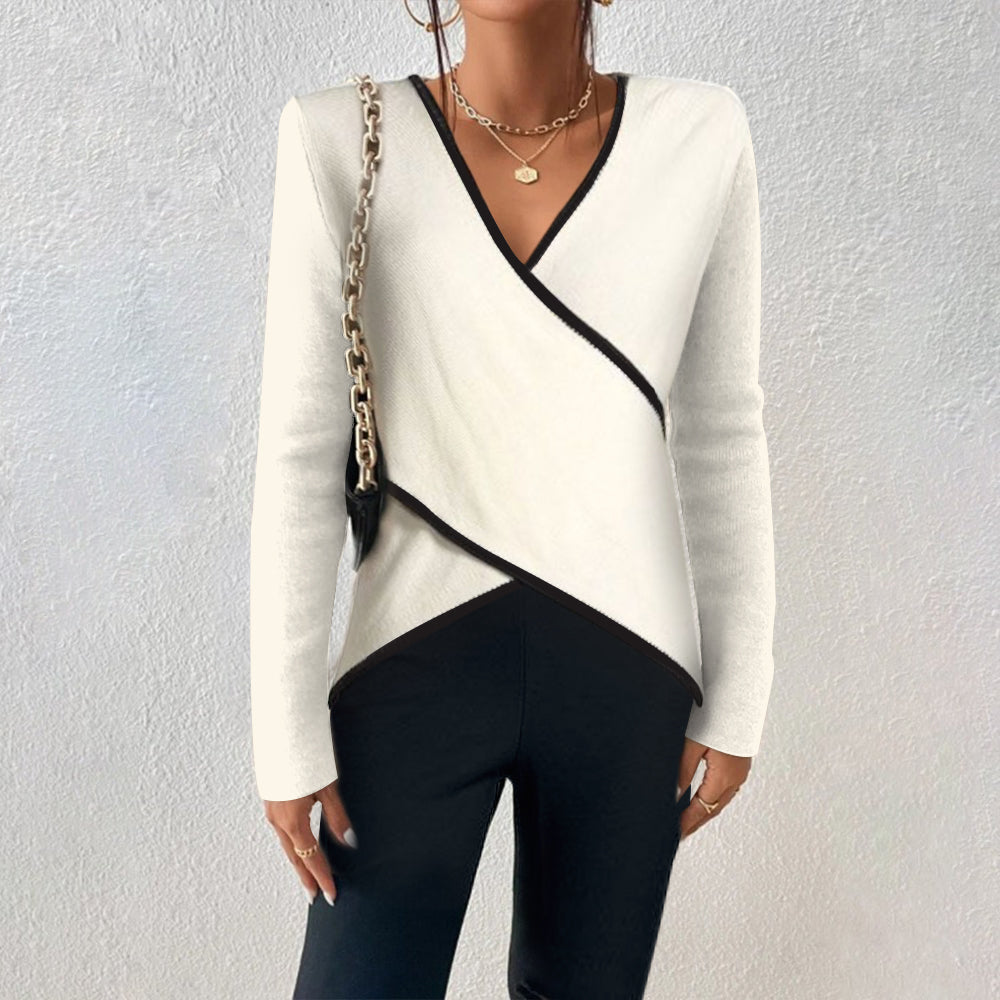 Cozy Fitted Women's V Neck Sweater - Warm Knit Top - Luxicro
