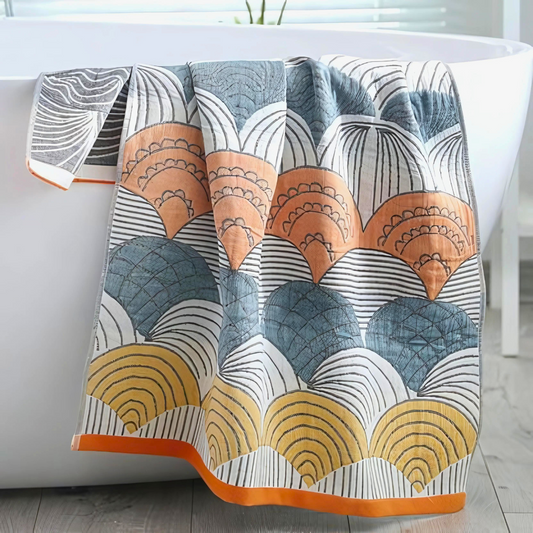 Beachy Ocean Cotton Bath Towel - Luxicro