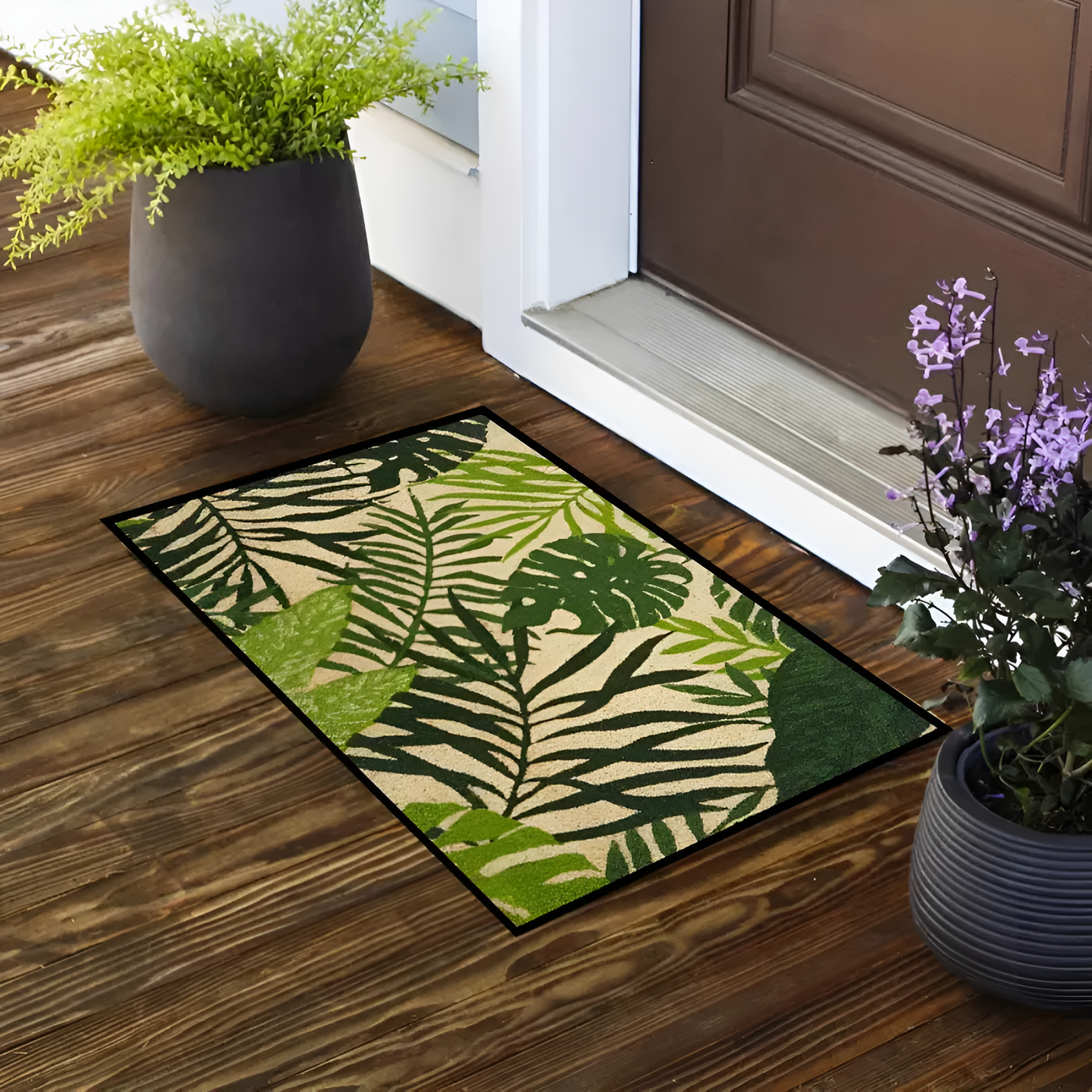 Green Plant Welcome Floor Mat - Luxicro