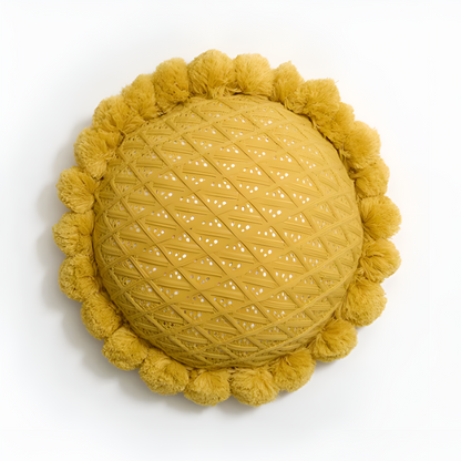 Colorful Floral Pom Pom Pillow