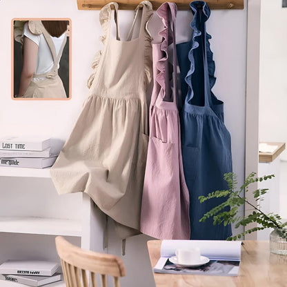 Floral Pattern Lace Kitchen Apron - Luxicro