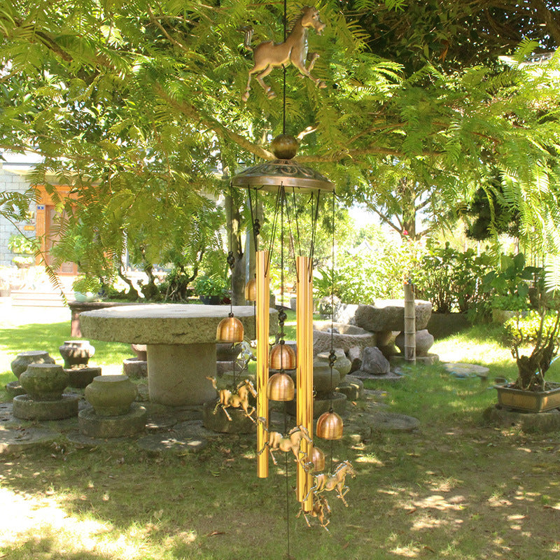 Vintage Bronze Horse Outdoor Windchime