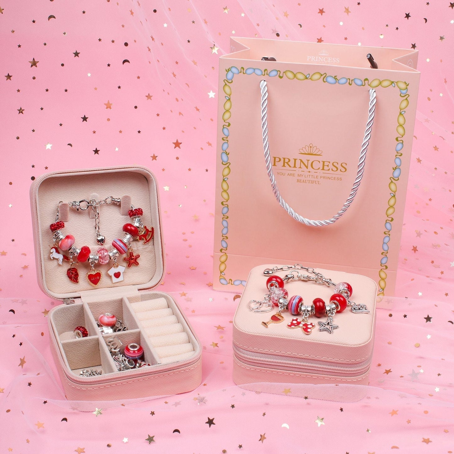 Fun Bead Jewelry Making Kit For Kids With Sparkly Gems