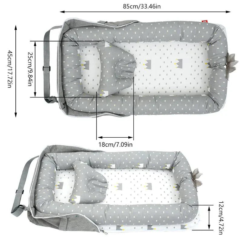 Compact Folding Baby Bed with Soft Pillow