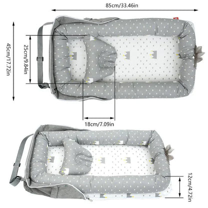 Compact Folding Baby Bed with Soft Pillow