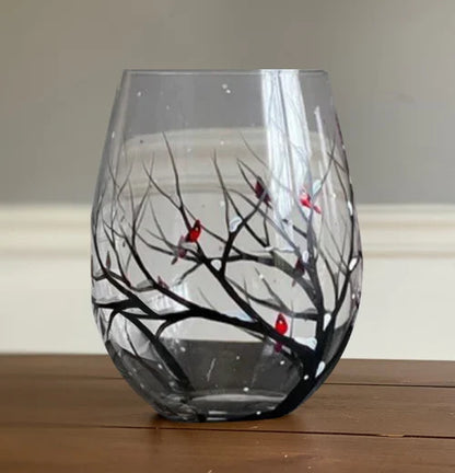 Beautiful Painted Wine Glass - Decorative Glassware
