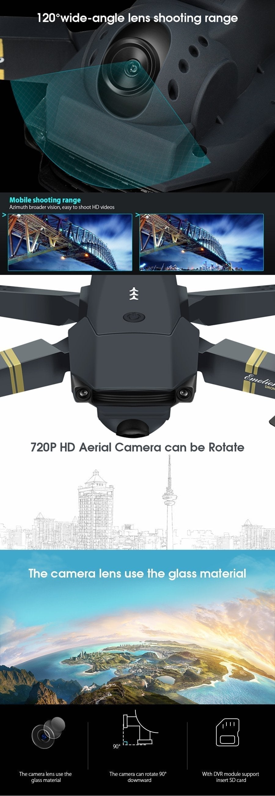 Compact Lightweight HD Foldable Drone 2MP Camera
