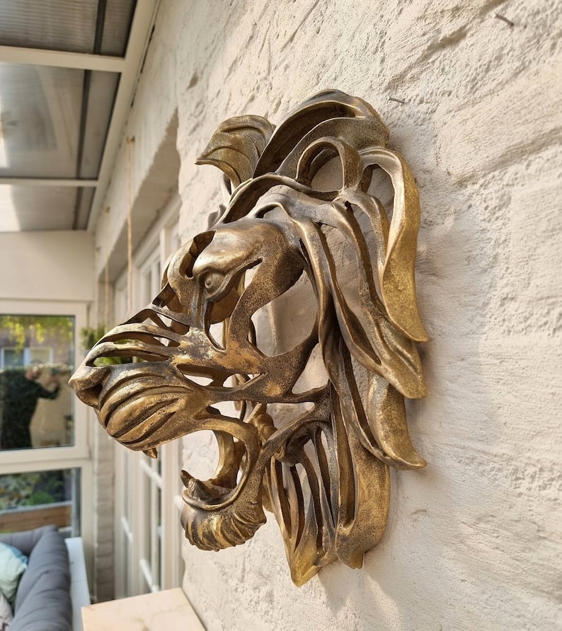 Big Lion Head Wall Decor Sculpture - Luxicro
