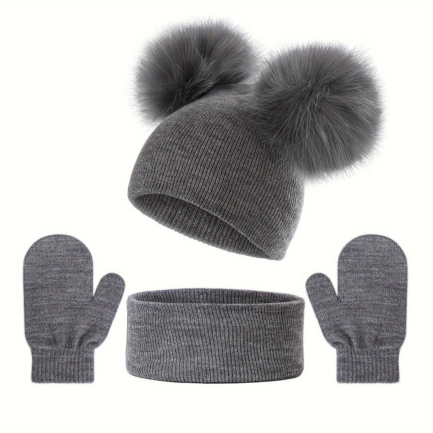 Warm Childrens Winter Hat Glove Set