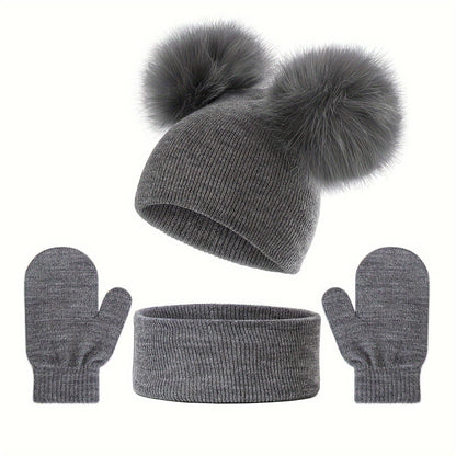 Warm Childrens Winter Hat Glove Set