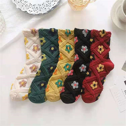 Colorful Floral Pattern Ankle Socks 5 Pack