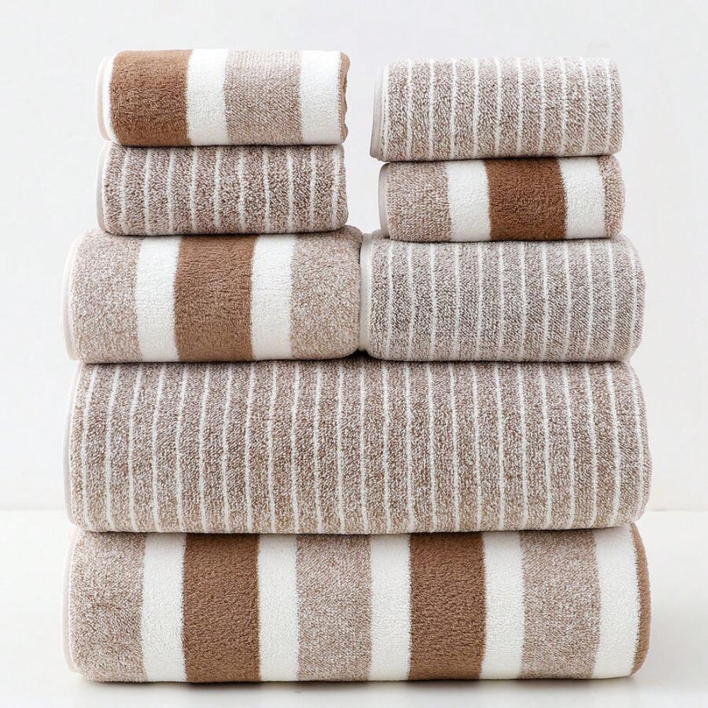 Ultra Soft 8-Piece Bath Towel Set in Coral Fleece - Luxicro