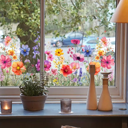 Colorful Floral Static Window Sticker