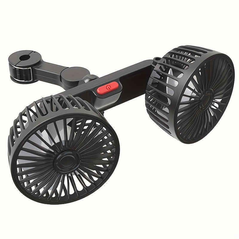 Portable Dual Car Fan with 360° Rotation & Silent Operation - Luxicro