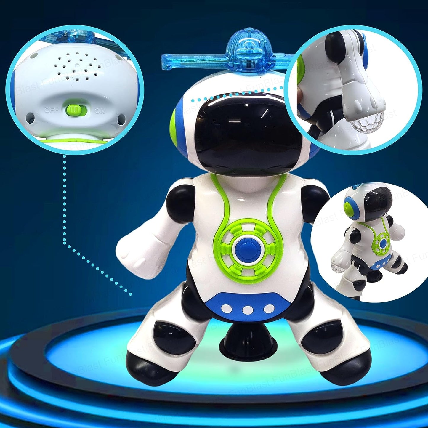 Fun LED Music Robot with 360 Spin