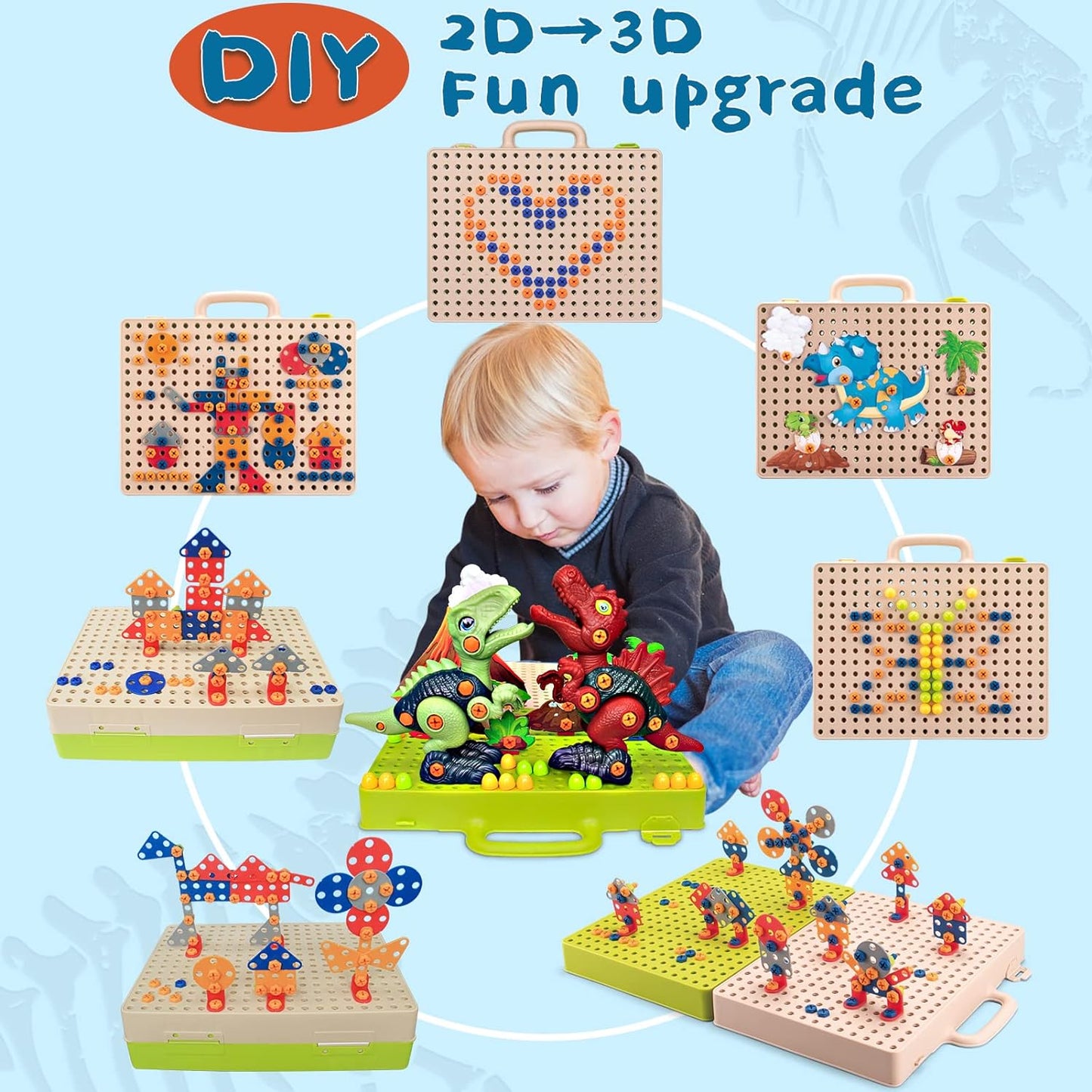 Colorful Kids Dino Construction Toy Set