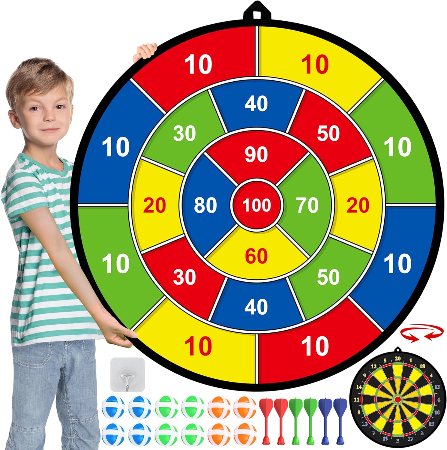 Fun Double-Sided Dartboard for Kids - Luxicro