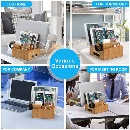 Eco Friendly Bamboo USB Charging Hub Organizer